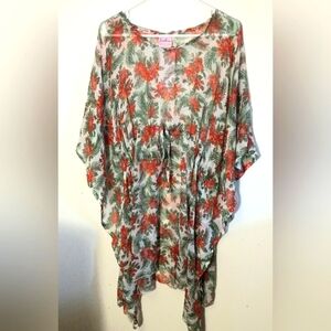Sunflower Floral Swim Cover Up One Size up to 1X NWT Resortwear